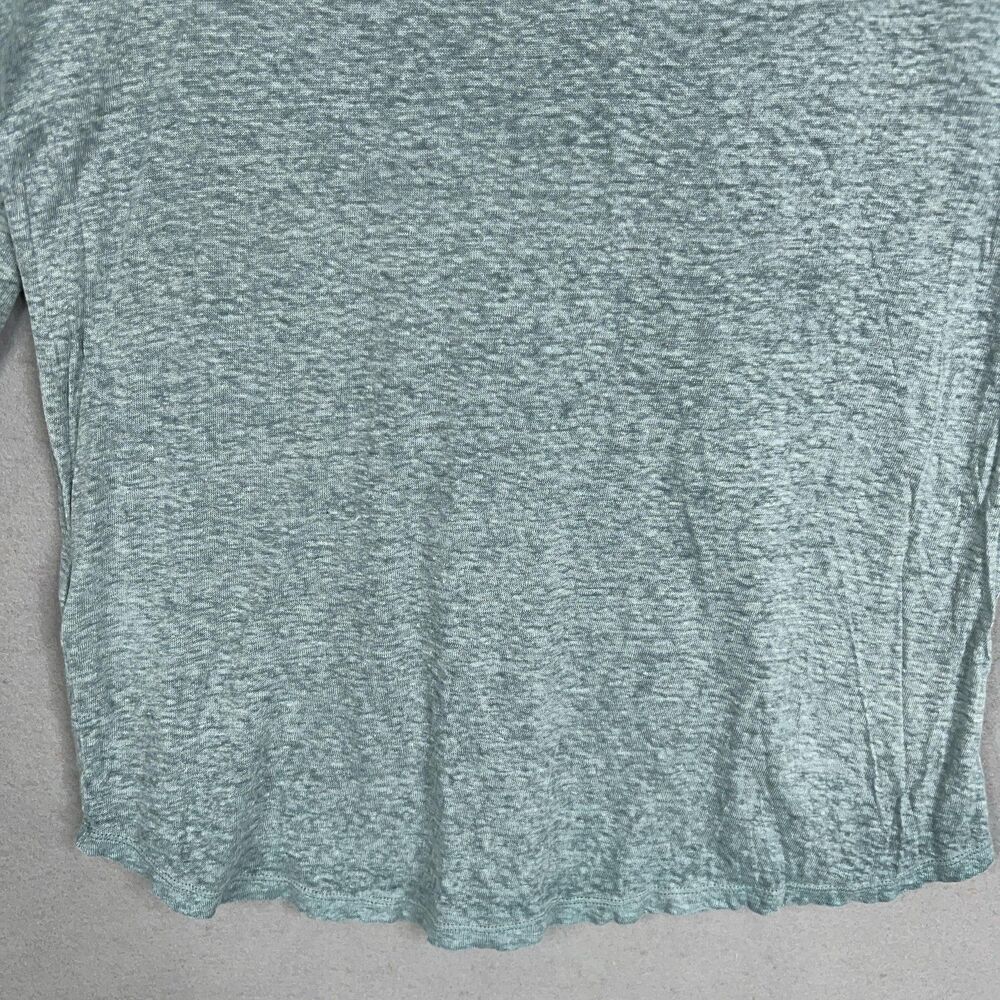 Anthropologie Akemi Kin Shirt Womens Medium Blue Crochet Lace Coastal 100% Linen - Picture 8 of 13